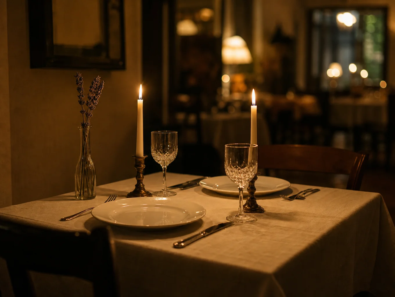 Refined coastal dining table set for two