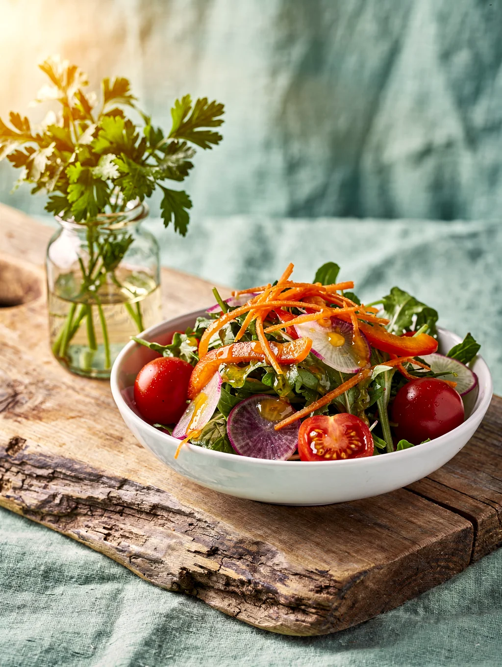 Vibrant seasonal vegetables harvested from our private gardens