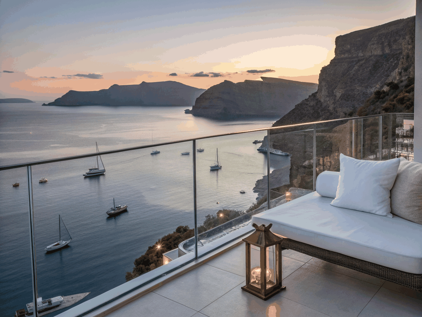 Private ocean suite balcony overlooking the horizon