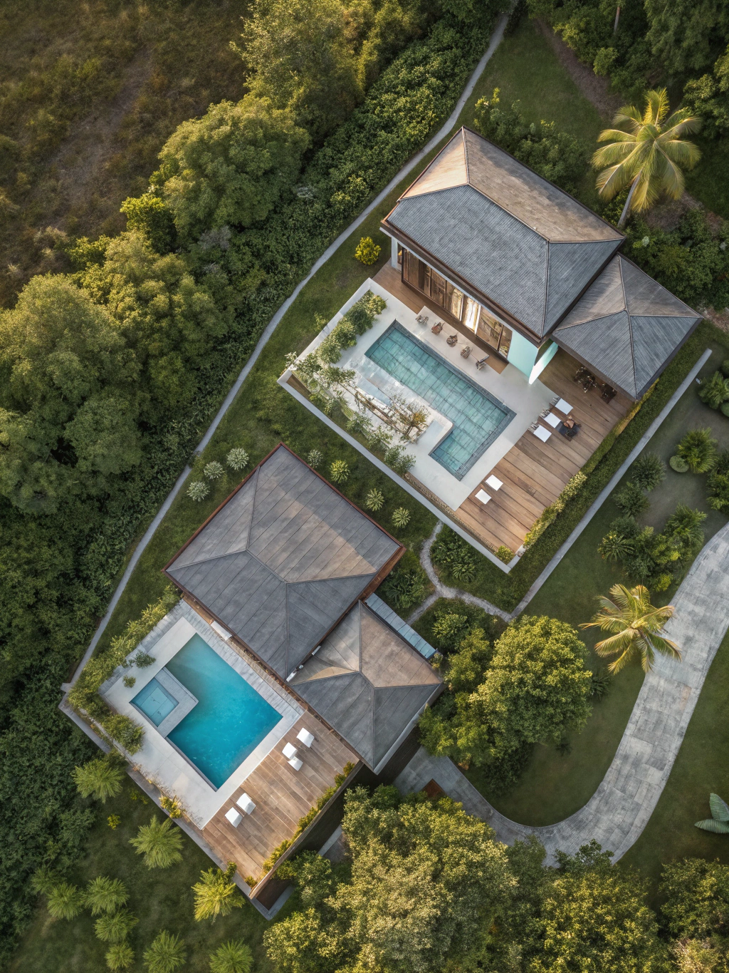 Aerial view of the entire private RITMO estate grounds